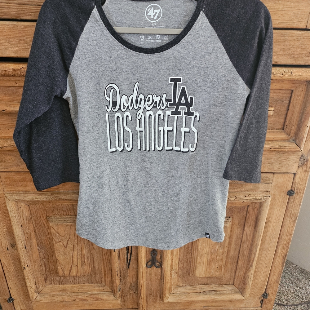 47 Brand Women's Dodgers Long Sleeve Tee - Gray and Black